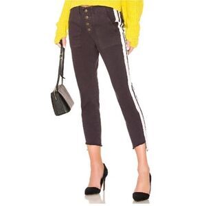 Pam & Gela Step Hem Double White Stripe Phantom Jeans Size 24